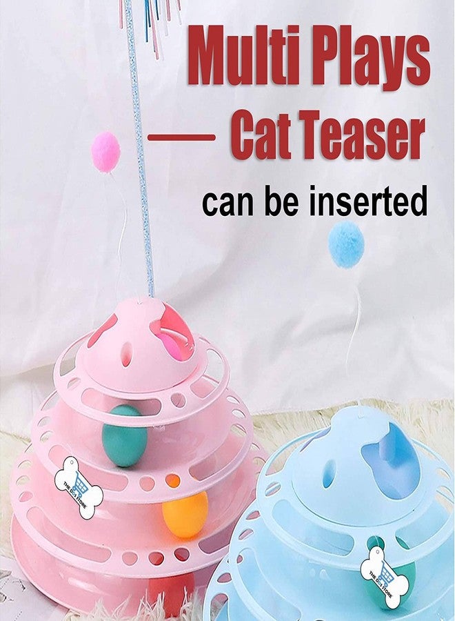 THE DDS STORE Cat Roller Toy Towers Tracks Roller for Indoor Cats with 4 Colorful Balls Interactive Multiple Kitten Fun Exercise Puzzle Toys Cat Teaser Stick- 1 Piece (Color May Vary) - Image 2